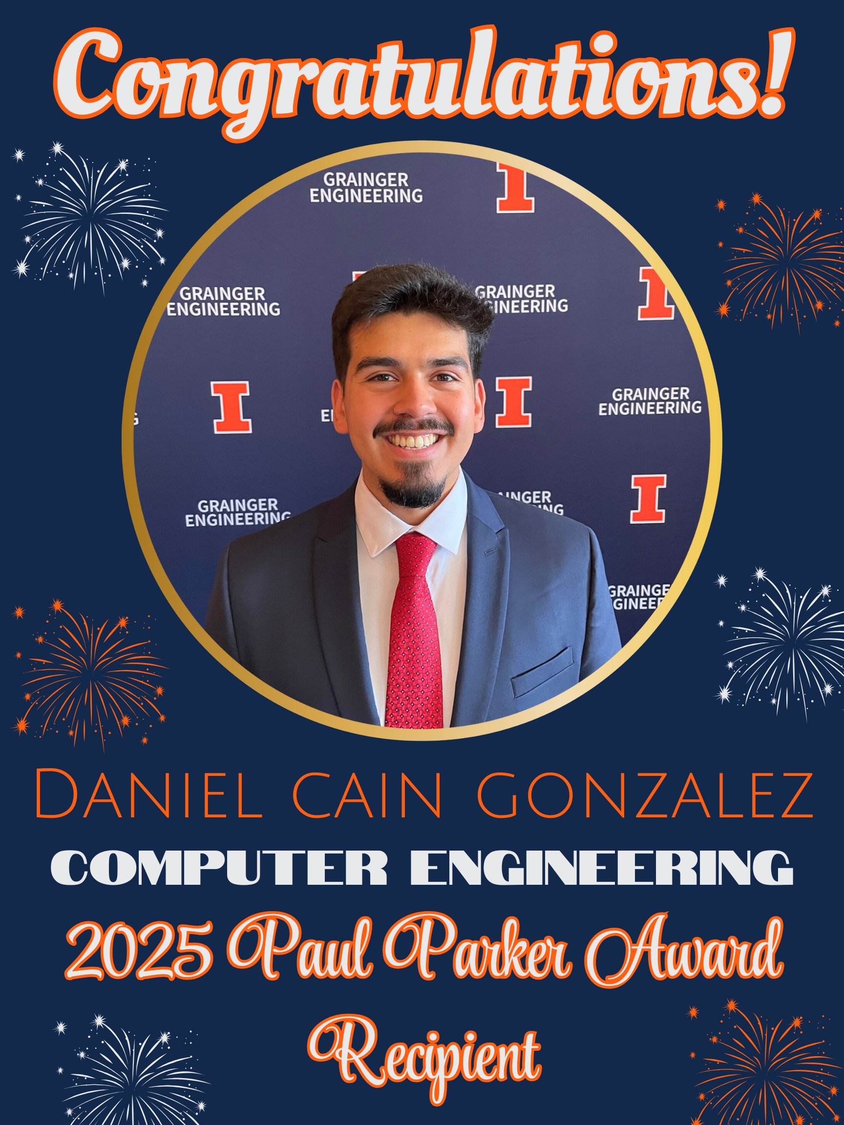 Portrait of Daniel Cain Gonzalez, Computer Engineering Major and 2025 Paul Parker Award Recipient