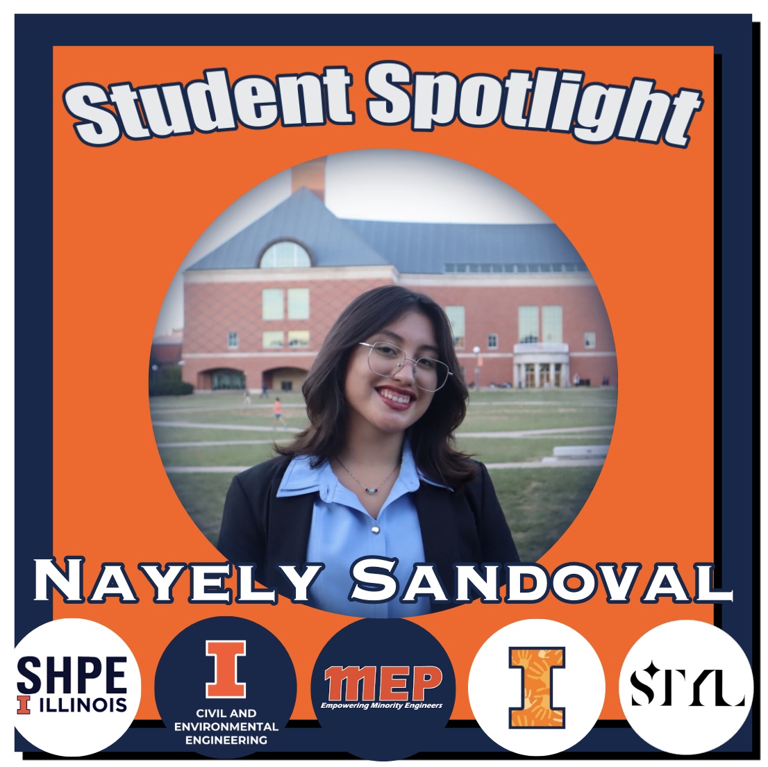 Portrait of Nayely Sandoval, Civil Engineering, Student Spotlight.